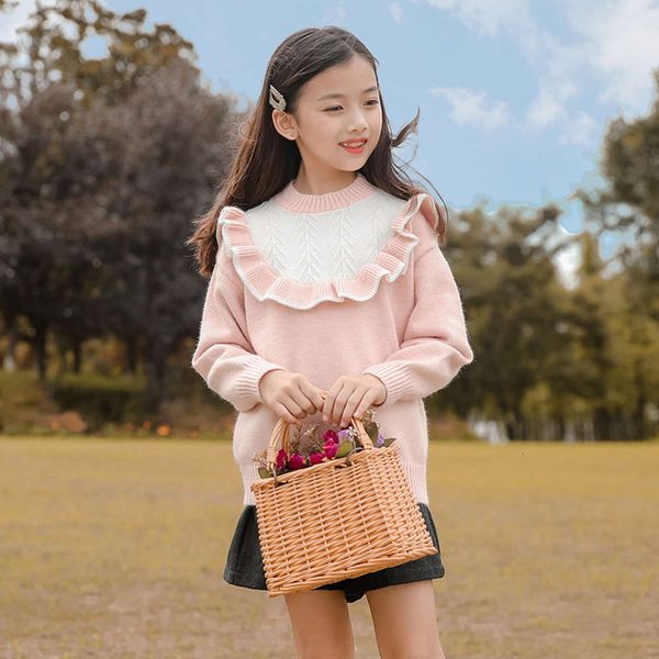 

autumn 2020 wear winter new girls' round neck middle and large children's pullover sweater, Blue