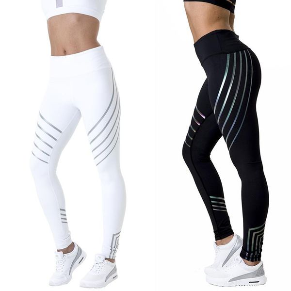 

yoga outfits reflective sport leggings women pants workout pilates clothing jogging running gym tights stretch print leggins, White;red