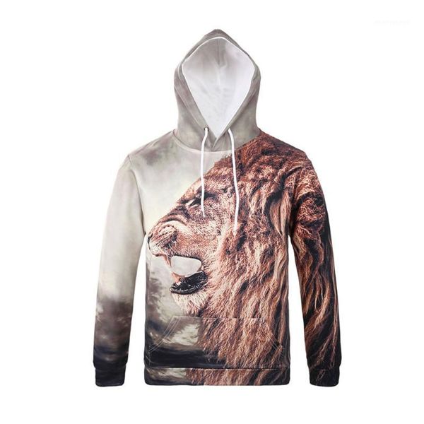 

2019 men's hoodie autumn fashion 3d animal printing male hooded loose long sleeve pullover sweatshirt l07311, Black