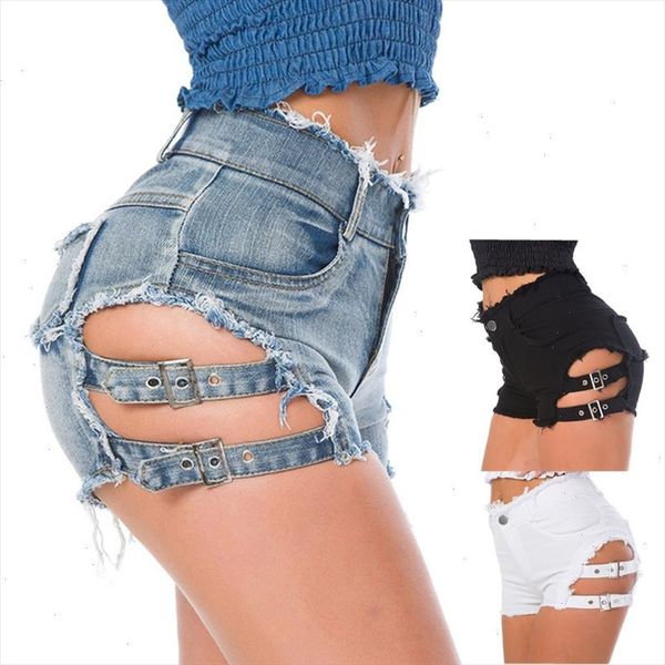 

high waist womens jeans denim shorts summer lace up ladies skinny denim cotton broken hole super short jeans girls, White;black