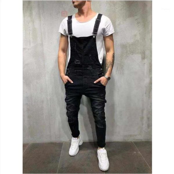 

men's ripped jeans jumpsuits hi street distressed denim bib overalls for man suspender pants size xxxl denim pants1, Blue
