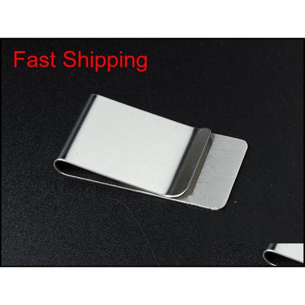 

slim money wallet clip clamp card stainless steel holder qylpek nana_shop, Silver