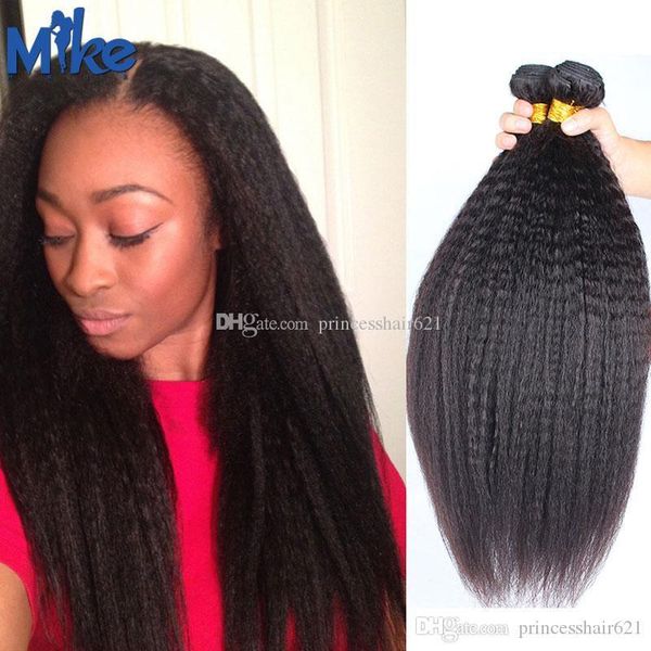 

mikehair brazilian indian peruvian malaysian kinky straight human hair bundles 2pcs 8-30inches hair extensions factory hair weaves, Black