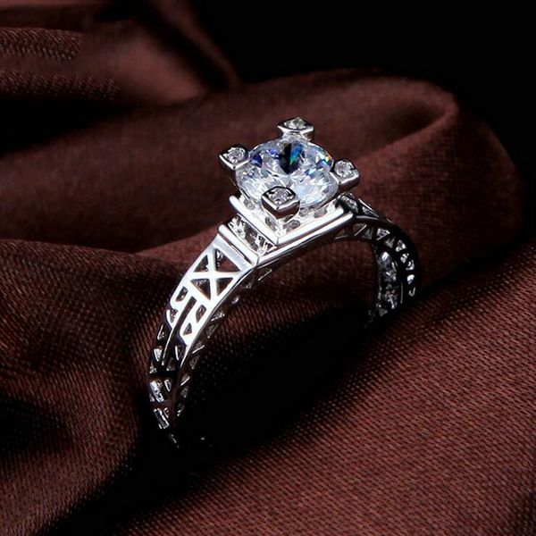

hollow rings for lady clear zircon unique jewelry wholesalers discount anillos mujer 201110, Silver