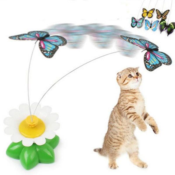

funny cat toy electric automatic rotating butterfly steel wire kitten play teasing toy cats teaser toys pet seat scratching toy