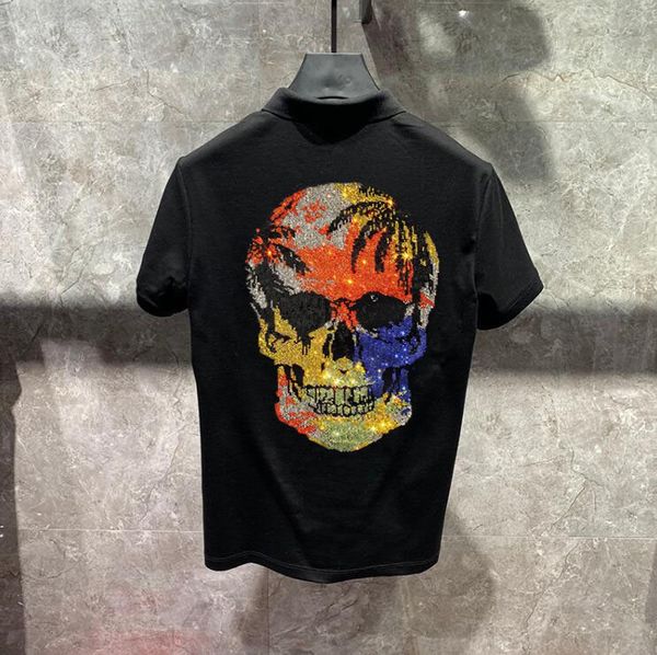 

diamond stone new casual men's polo shirt mens short sleeve shirts men's brand clothing male drill stand collar polos 4xl 02, White;black