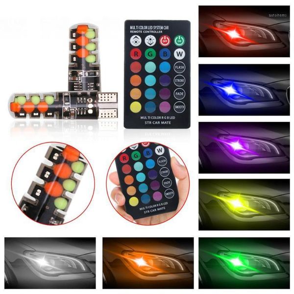 

car led flash light t10 w5w rgb led bulb 12smd cob canbus 194 168 with remote controller flash/strobe car accessories light1