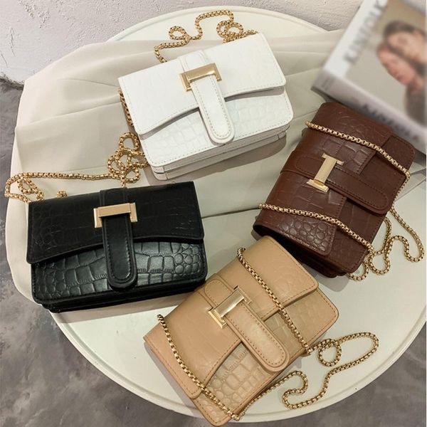

leather crossbody bags new fashion chain shoulder messenger bag small square bag handbag