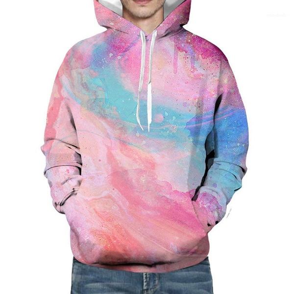 

men hoodies sweatshirt colorful tie dye printed long sleeve hooded women's korean loose cotton pullover plus size1, Black