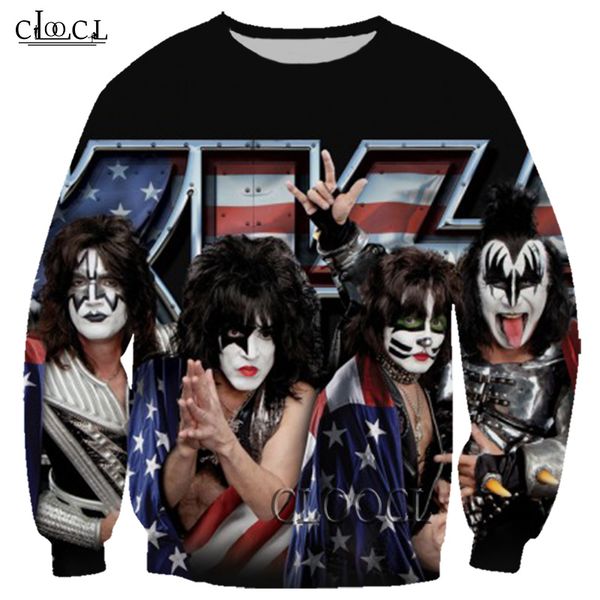 

cloocl rock metal kiss band casual style sweatshirt 3d print popular men women tracksuit jogging suit drop sh c0127, Black