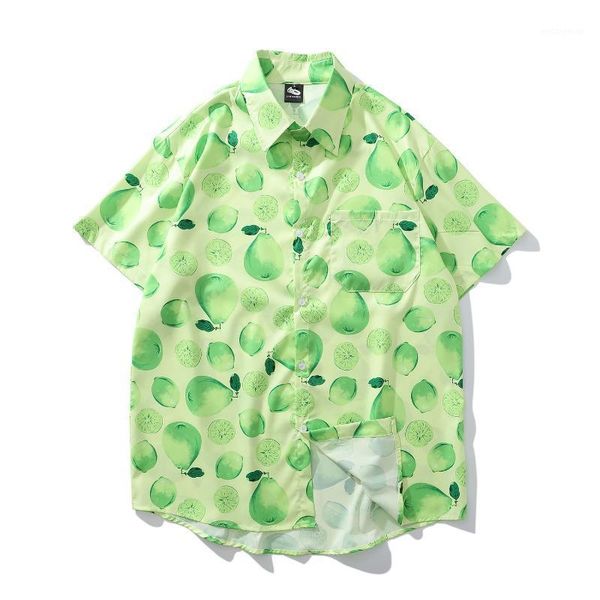 

uncledonjm lemon fashion short sleeve shirt men 2020 summer hawaii hip hop streetwear male short sleeve shirt 20761, White;black