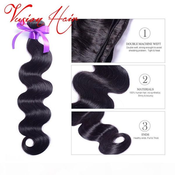

raw indian hair body wave bundles 3 pieces lot wet and wavy human hair bundles malaysian virgin brazilian body wave hair, Black