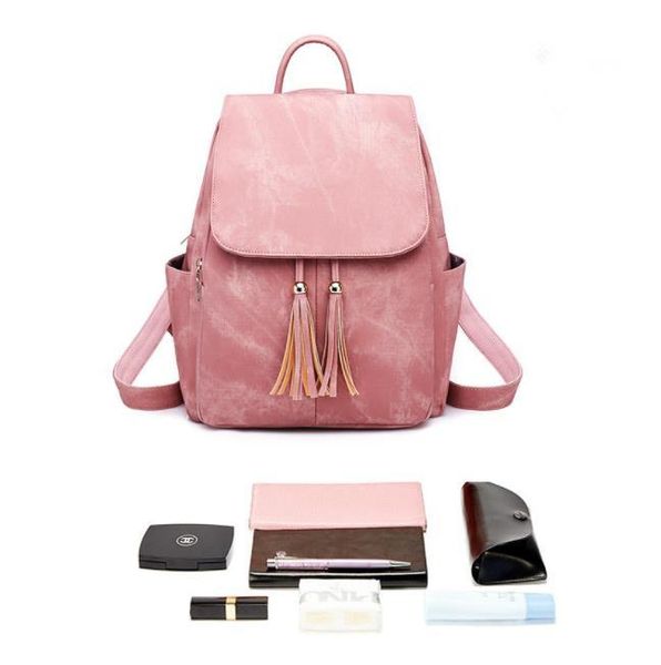 

2pcs teenage girls female school shoulder bag cute fashion backpack girl rucksack with tassel school book bag