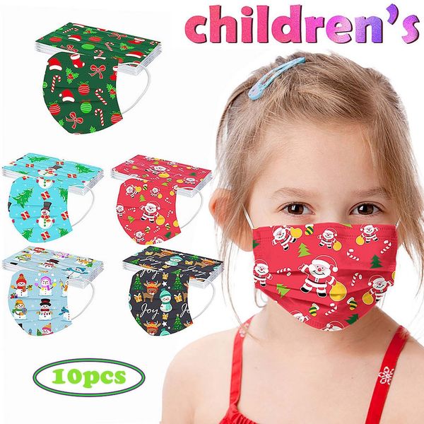 

уха печатное одноразовая промышленно-3ply рождество loop для детей 10шт лица anti-dust смог ушной дышащий марлевые маски