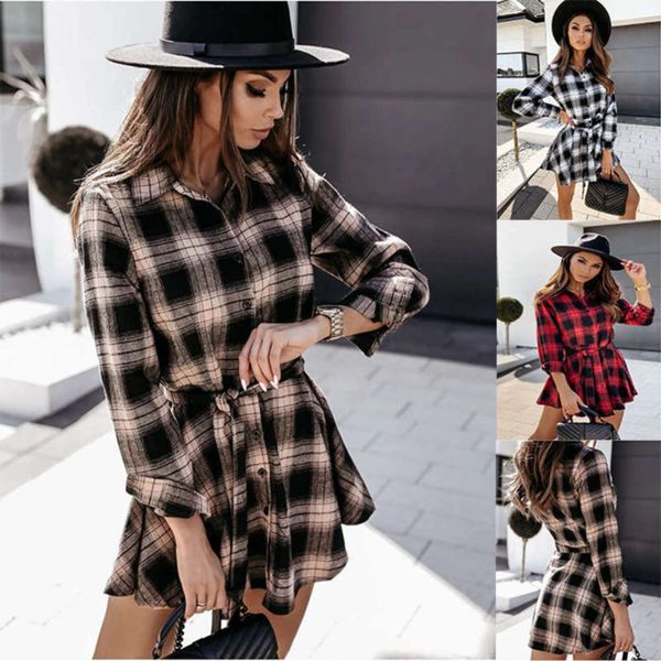 

new autumn / winter fashion 2020 printed shirt skirt dress, Black;gray