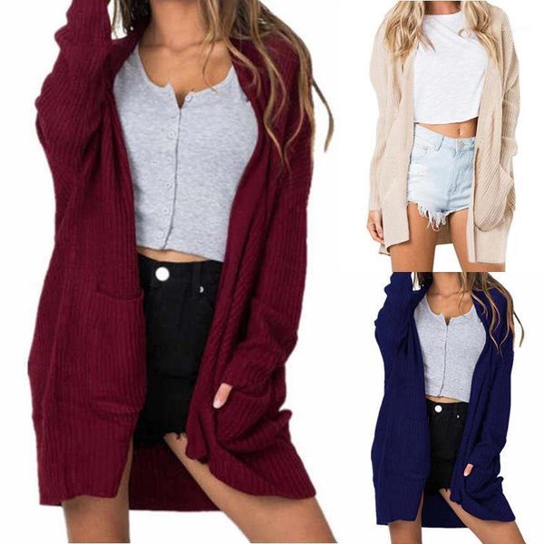 

2020 autumn/winter women's sweater loose-fitting long pocket cardigan womens clothes long sleeve, White