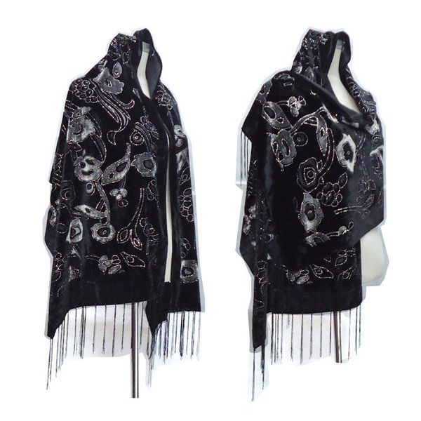 

scarves arrival burnout velvet winter scarf hijab glitter floral shawls for wedding black head ponchos women, Blue;gray