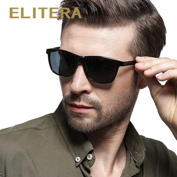 

elitera aluminum magnesium frame men hd polarized sunglasses women brand designer square vintage sun glasses1, White;black