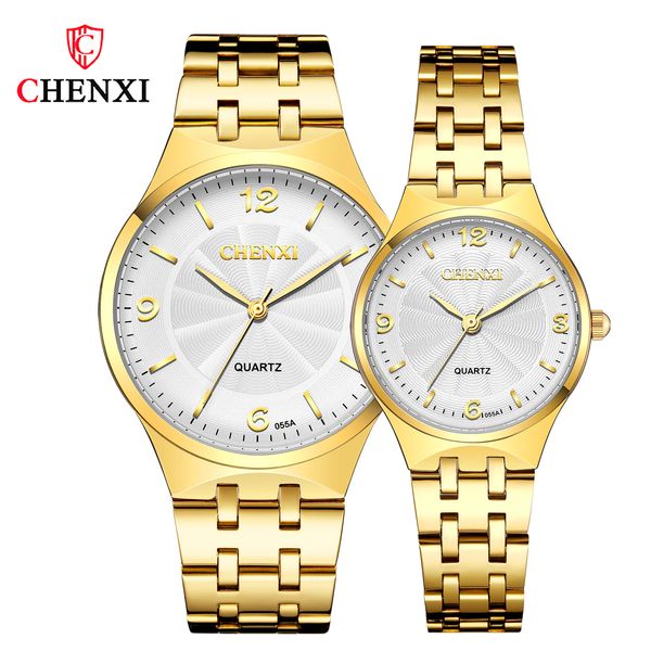 

chenxi business all gold lovers men's ultra thin dial waterproof watch