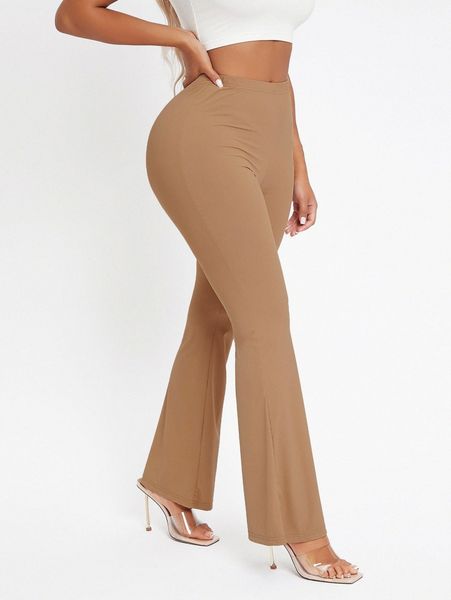 

sxy solid high waist flared hem pants n4dq#, Black;white