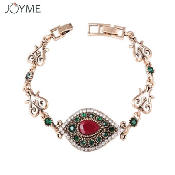 

2020 bohemian flower bracelets for women tibetan alloy red green resin gold color fashion bangle retro turkey royal jewelry, Black