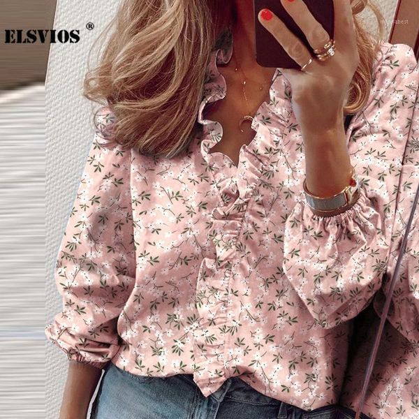 

autumn women sweet ruffled v neck star print blouse casual long sleeves slim office lady pullover shirts streetwear blouses1, White