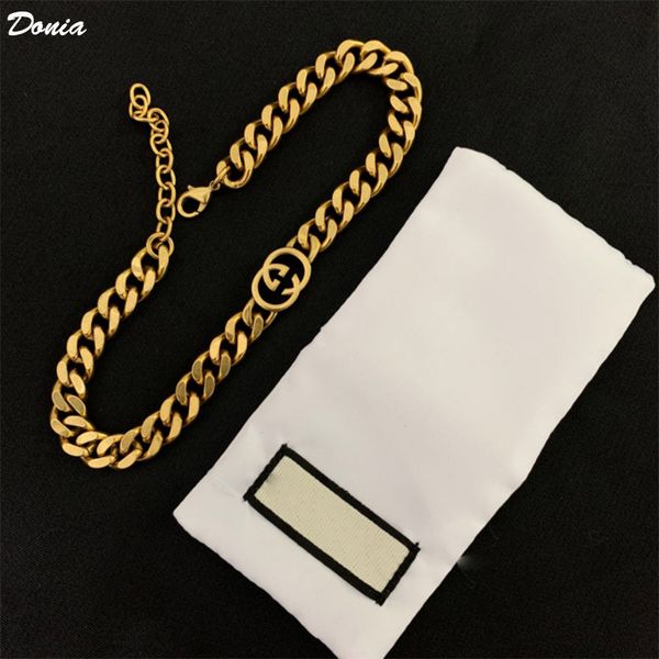 

donia jewelry european and american fashion letter copper micro inlaid zircon bracelet necklace designer bracelet necklace luxury gift, Black