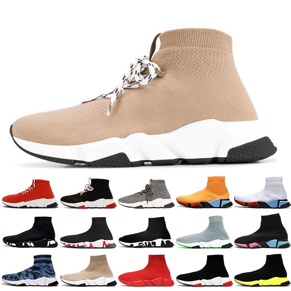 

2021 fashion laces sock trainers women mens graffiti socks shoes loafers tripler luxurys designers casual shoes womens boots flat sneakers, Black