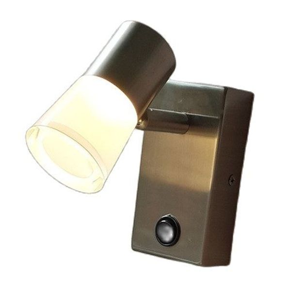 Lampade da parete in ferro Topoch con interruttore on/off Lampade Testa rotazionale Finitura in nichel Alimentatore incorporato LED 3W 200LM Alloggiamento acrilico unico