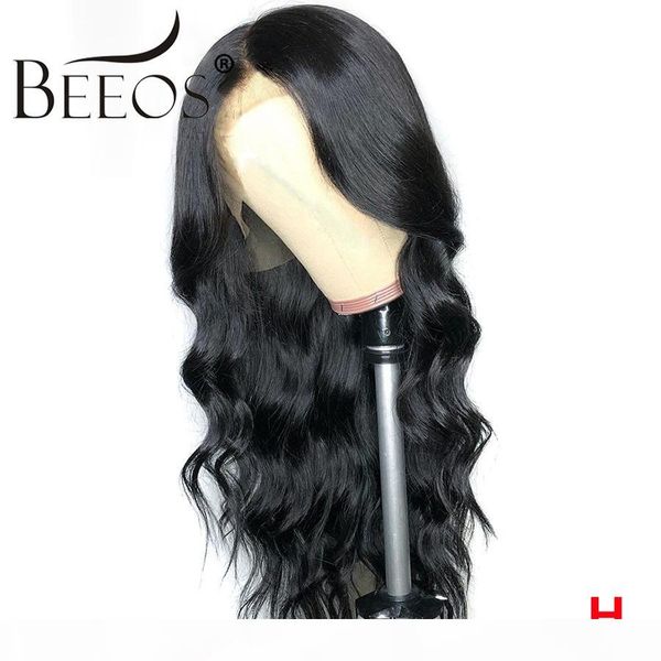 

beeos body wave brazilian remy deep part 13*6 lace front human hair wigs baby hair pre plucked for women, Black