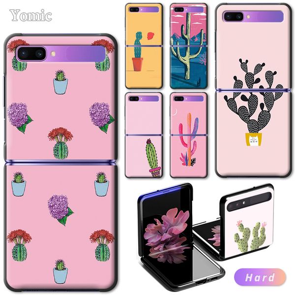 

hard case for samsung galaxy z flip 6.7" black mobile phone bag cover pink cactus zflip 5g pc segmented protect shell