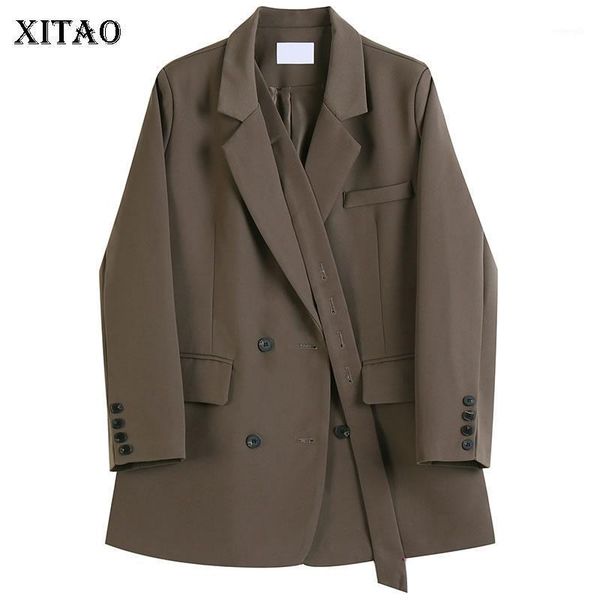 

xitao british style blazer women vintage loose fashion coat plus size wild double breasted women clothes 2021 autumn wj13911, White;black