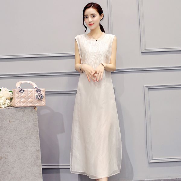 

2021 new robe femme dressed as silk women from vintage summer dress white plus size women's clothes fyy500 d71l, Black;gray