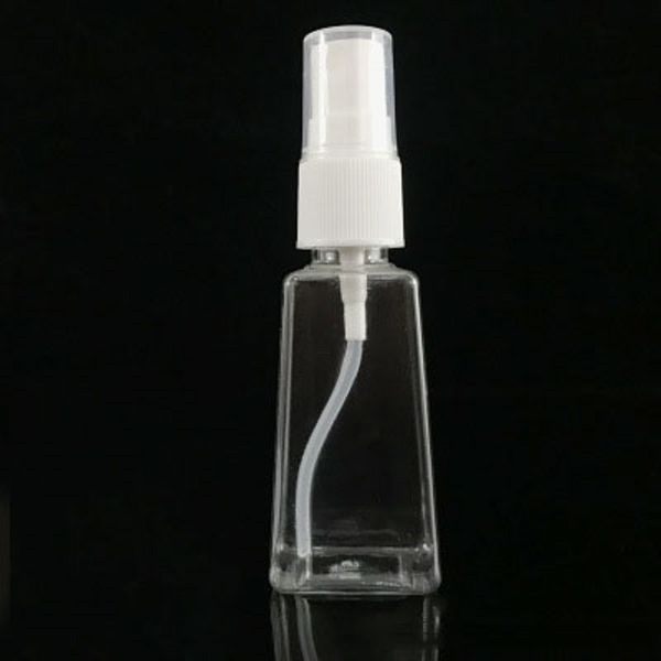 

30ml hand sanitizer pet plastic bottle with white pump sprayer trapezoid shape bottle for makeup water disinfectant liquid