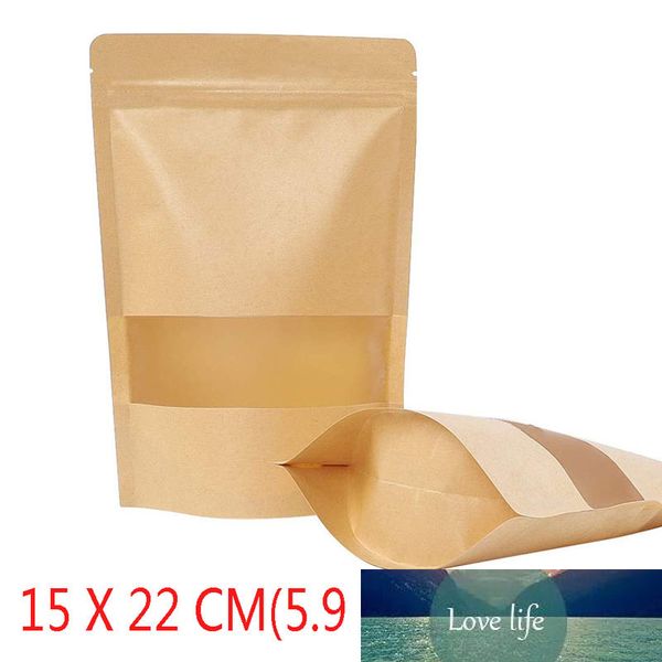 15x22CM Brown Kraft Paper Bag Stand Up Zipper Resealable Food Grade кофе сумка сумка, печенье сумка, мешок печенья, закуски Суб-пакет