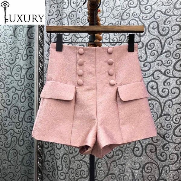 

women's shorts autumn fashion quality 2021 women vintage button pocket flap deco high waist casual basic pink black short, White;black