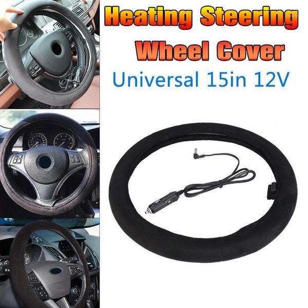 

steering wheel covers onever 12v 38cm car lighter plug heated heating electric warmer winter universal1