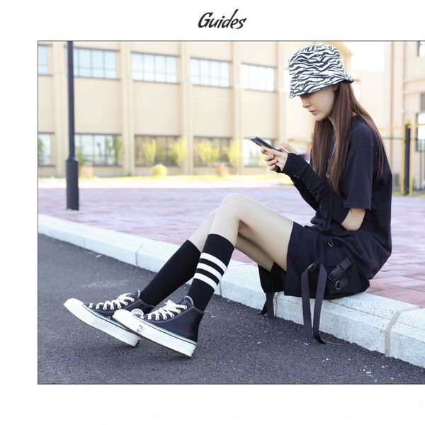 

2020 women's pile wool ab leg autumn tide students solid high high wool socks tube socks h5e8o, Black