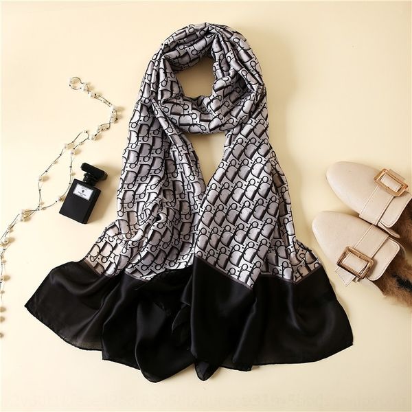 

evq8 new 100twill silk square women scarf scarves wrap bracelet belt neckerchief print female foulard silk hijab lady bufandas 100cm*100cm, Black;white