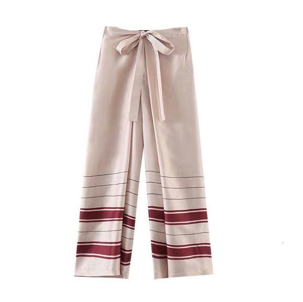 

beautiful women's ribbon, wide leg pants, zipper, ankle, opening, informal, elegant, novel