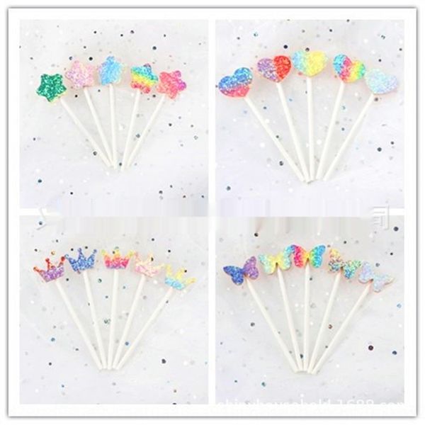 

ejngq color fantasy decoration five-pointed star color crown butterfly cake decoration plug-in love fantasy five-pointed star love butterfly