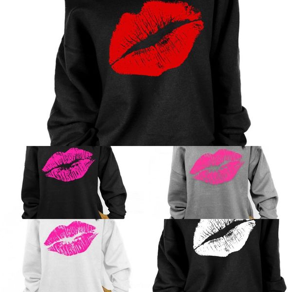 

long sleeve autumnthe shoulder with red lips and big lips and slanting shoulder women's sweater sweater 1wnpj, Black
