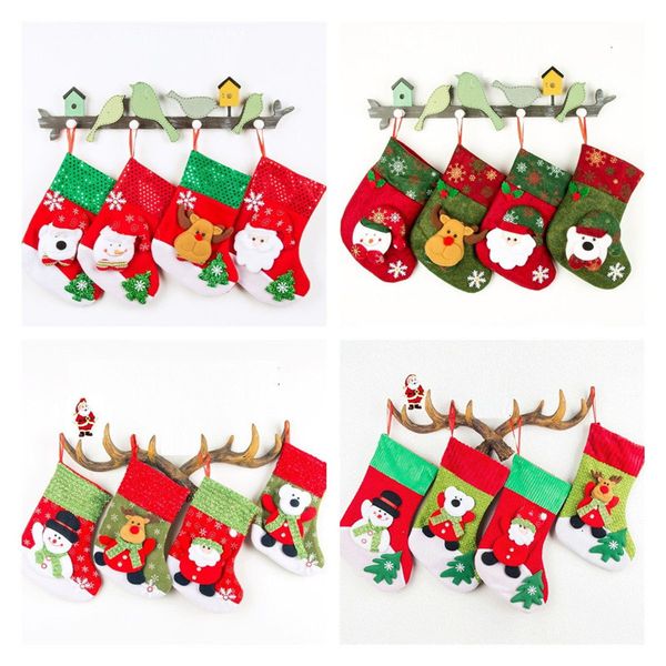 

elk christmas socking snowflake santa socks claus cartoon doll xmas tree decorative pendant kids's candy gift bag t9i00542 ip2p