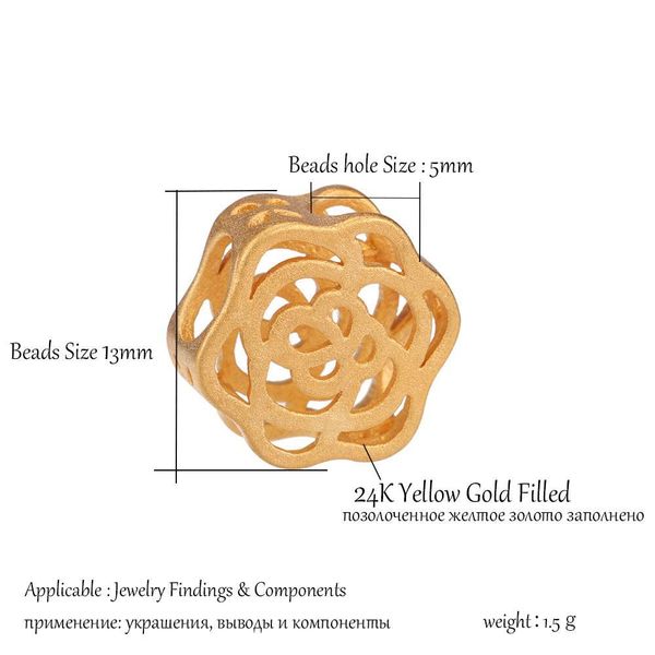 

st.kunkka 24k yellow gold filled 1m hollow flower beads fit charm bracelet bangle handmade diy for woman jewelry accessories h bbyedw, Silver