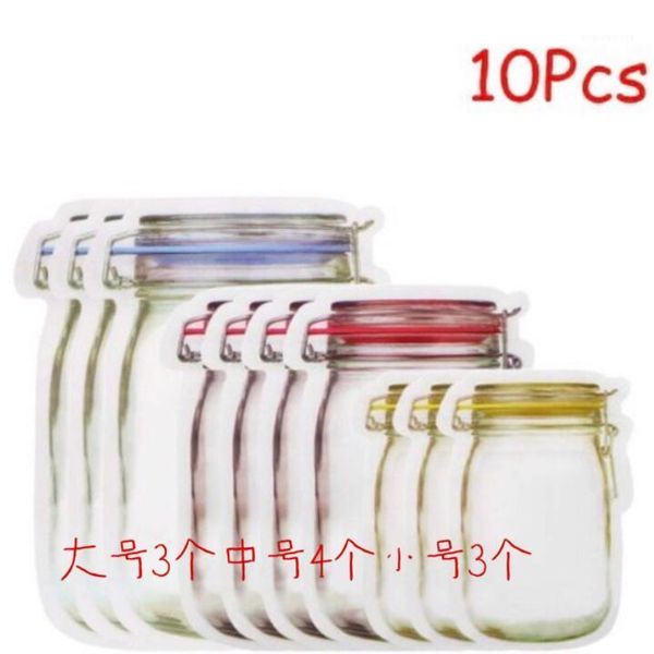 

reusable seal mason jar bottles organizer bags container zipper bags storage organizer kitchen dropshipping1