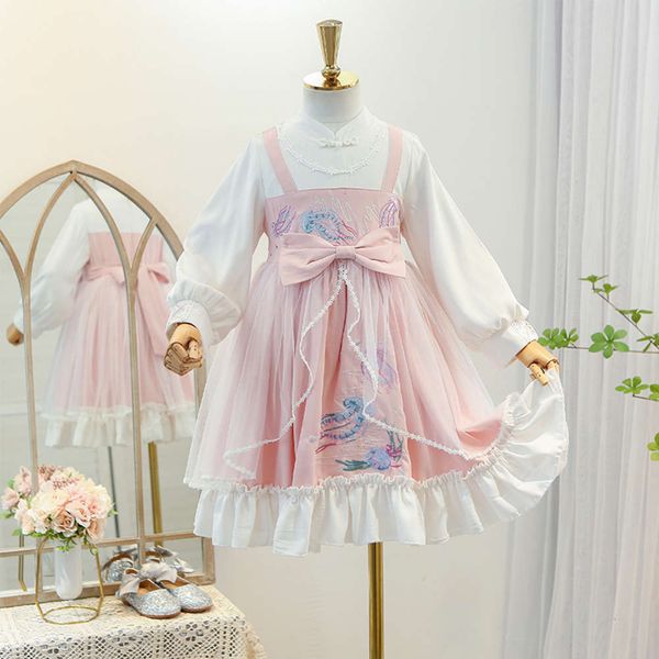 

skirt 2021 lolita spring new girl's little girl princs children's drs, Red;yellow