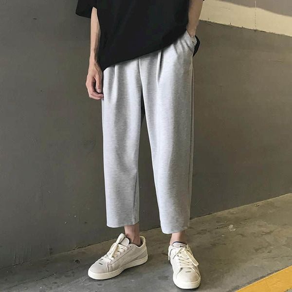 

2021 new men spring casual hong kong style loose straight nine-point pants student trendy sports autumn clothes joggers women p75x, Black;white