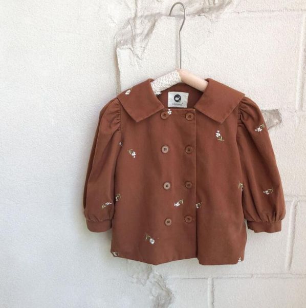 

2020 new arrival girls thicken embroidery coat winter cotton full sleeve fashion girls jacket 1-7 years ql79, Blue;gray