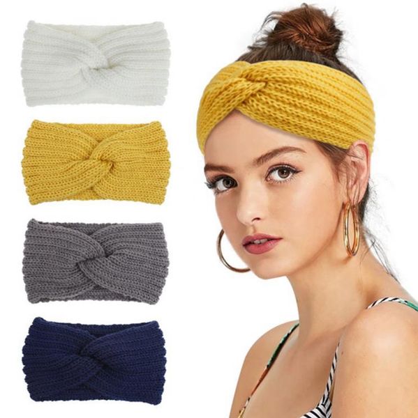 

winter ear warmer headband wool knitted headbands women elastic head wrap hairband girls elegant hair accessories 15 colors dw5320, Slivery;white
