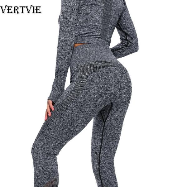 

vertvie yoga set women two 2 piece long sleeve crop t-shirt yoga leggings hollow out sportsuit workout outfit gym sport set, White;red